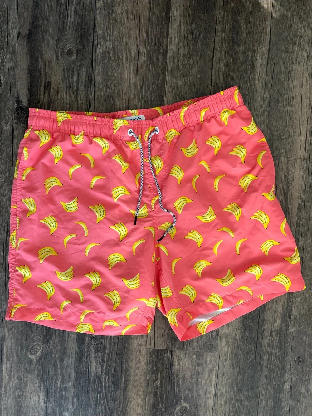 Maamgic Men's Swim Trunks Large Yellow Banana Print Quick Dry Drawstring
